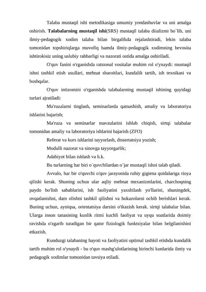 TALABALARNI O'QITISH VA TARBIYALASHNI TASHKILIY SHAKLLANTIRISHNI ASOSLARI 2