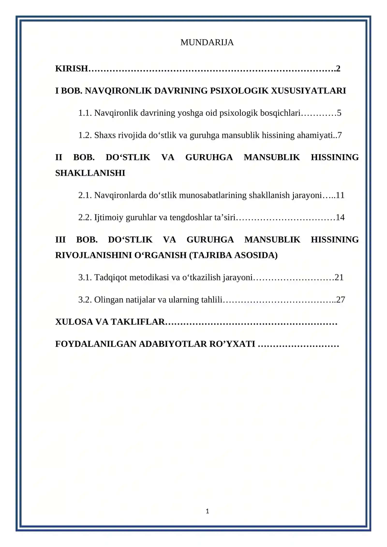 Navqironlik davrida do‘stlik va guruhga mansublik hissi rivojlanishi 2