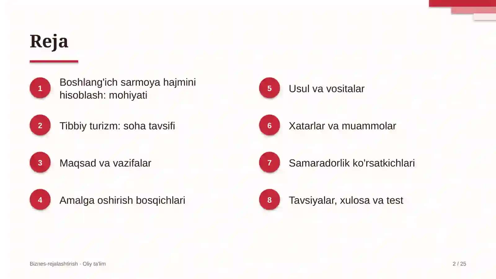tibbiy turizmda boshlang'ich sarmoya hajmini hisoblash 5015 2