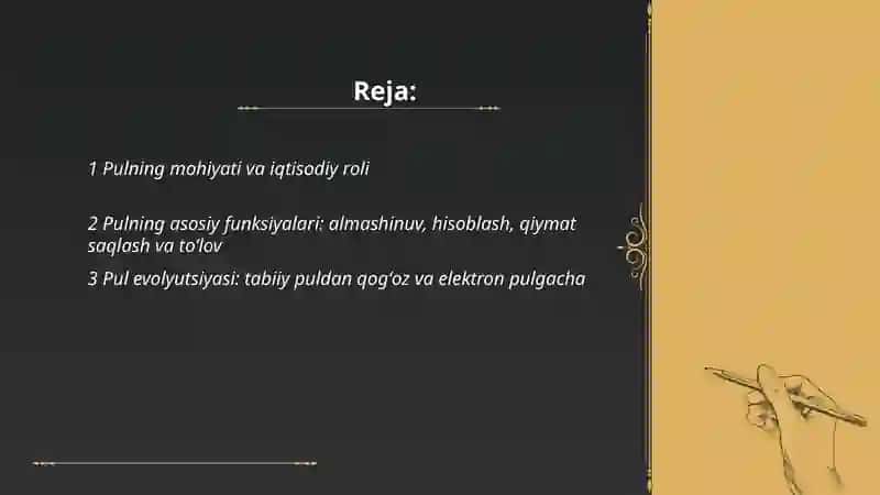 Pulning mohiyari va funksiyalari 2