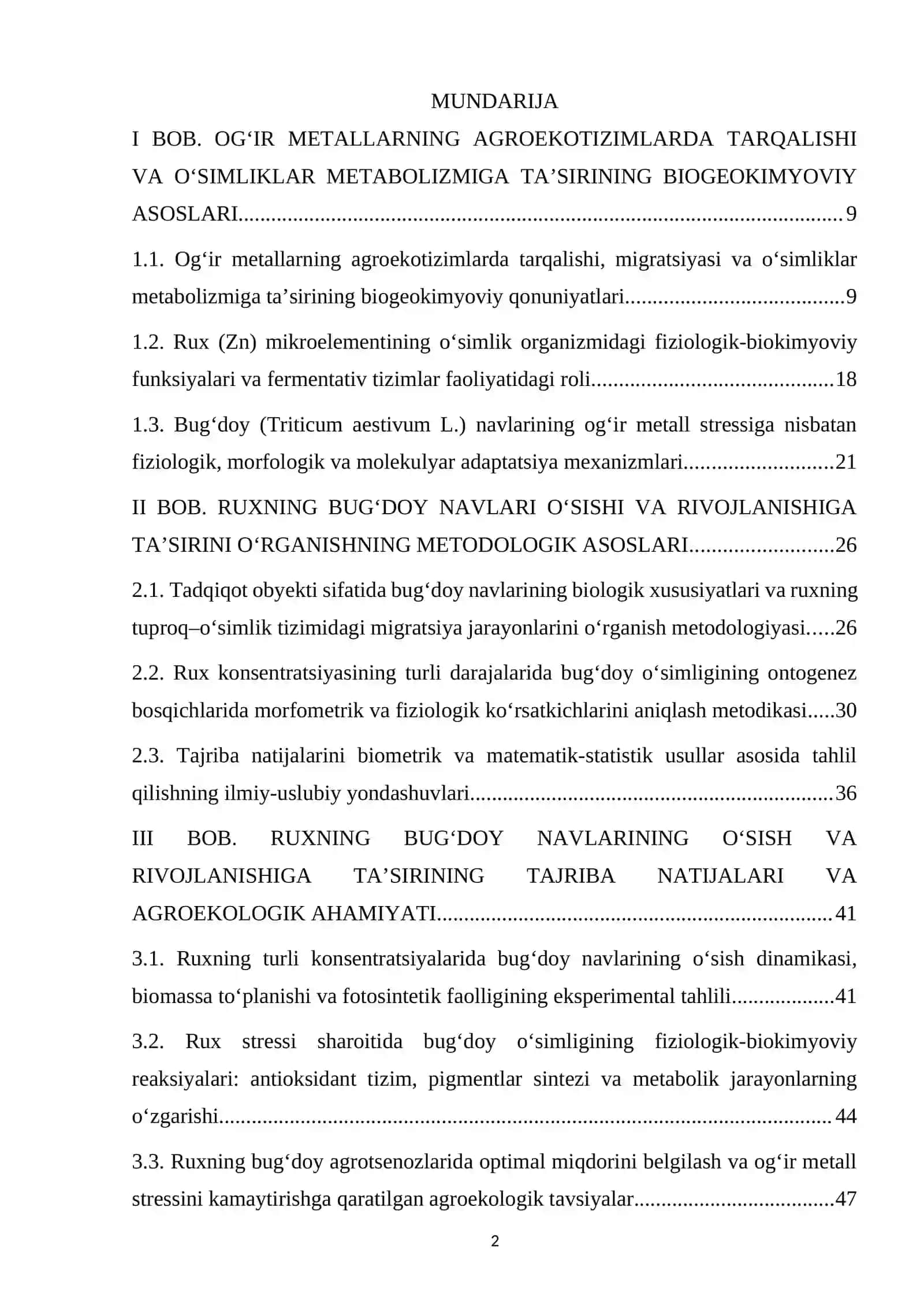 Rux ogʻir metallarning bugʻdoy navlarini oʻsish -rivojlanishiga taʻsiri 2