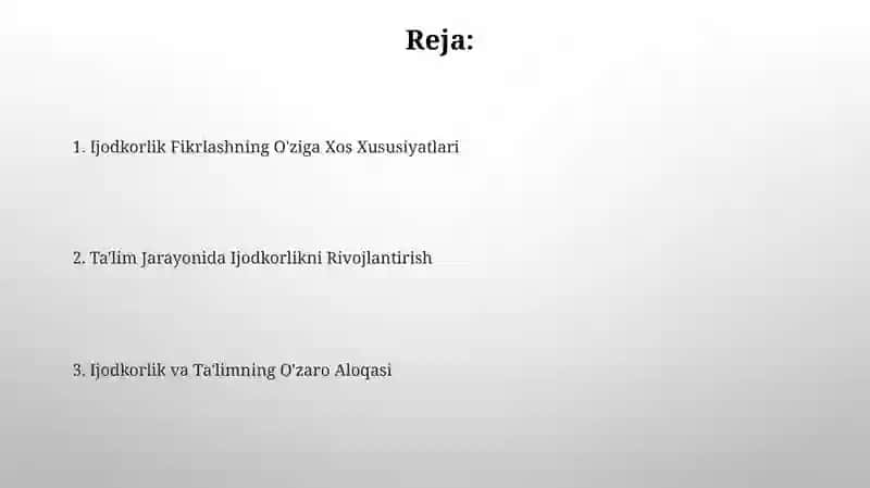 Ijodkorlikning ta'limdagi roli 2