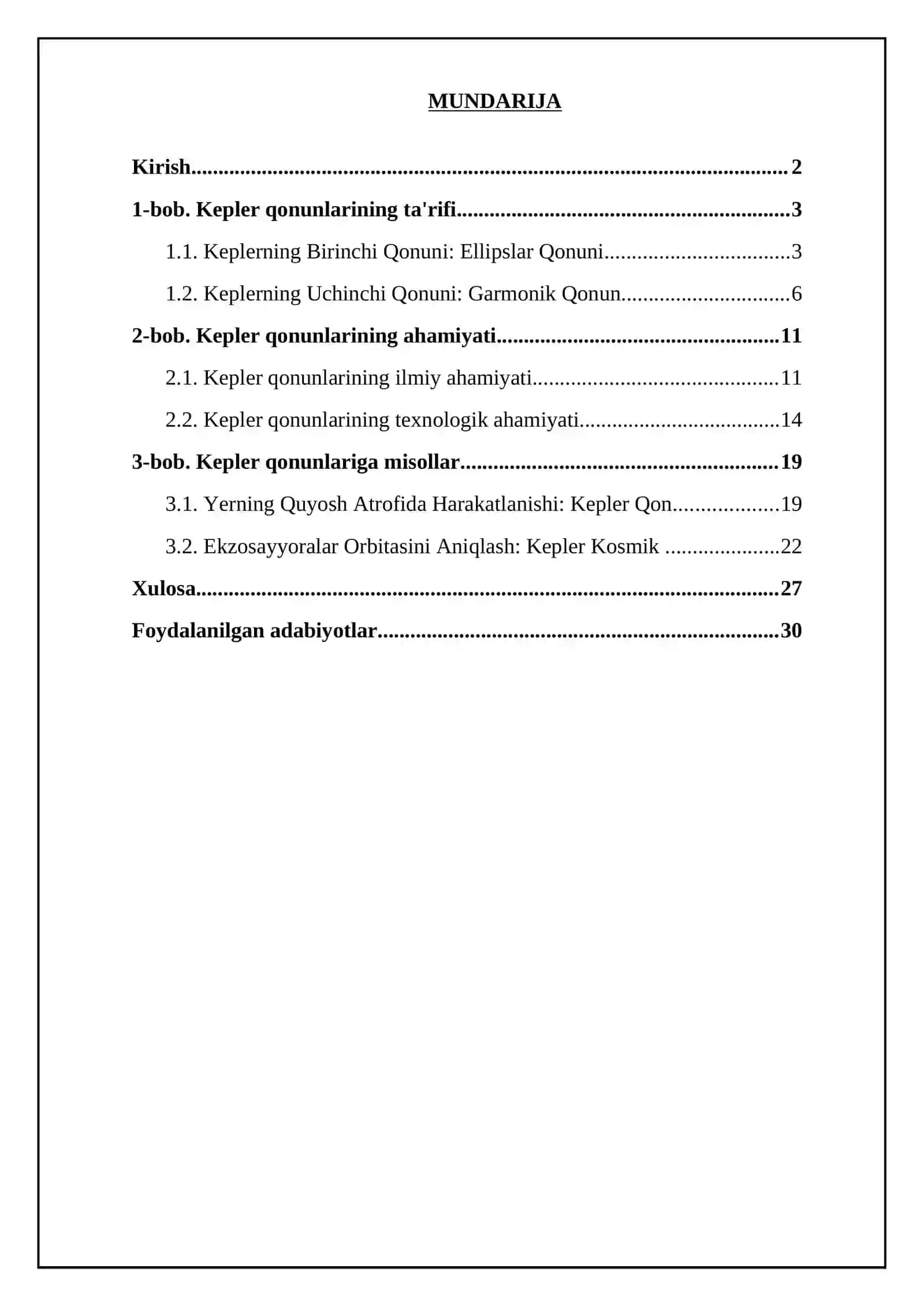 Kepler qonunlari 2