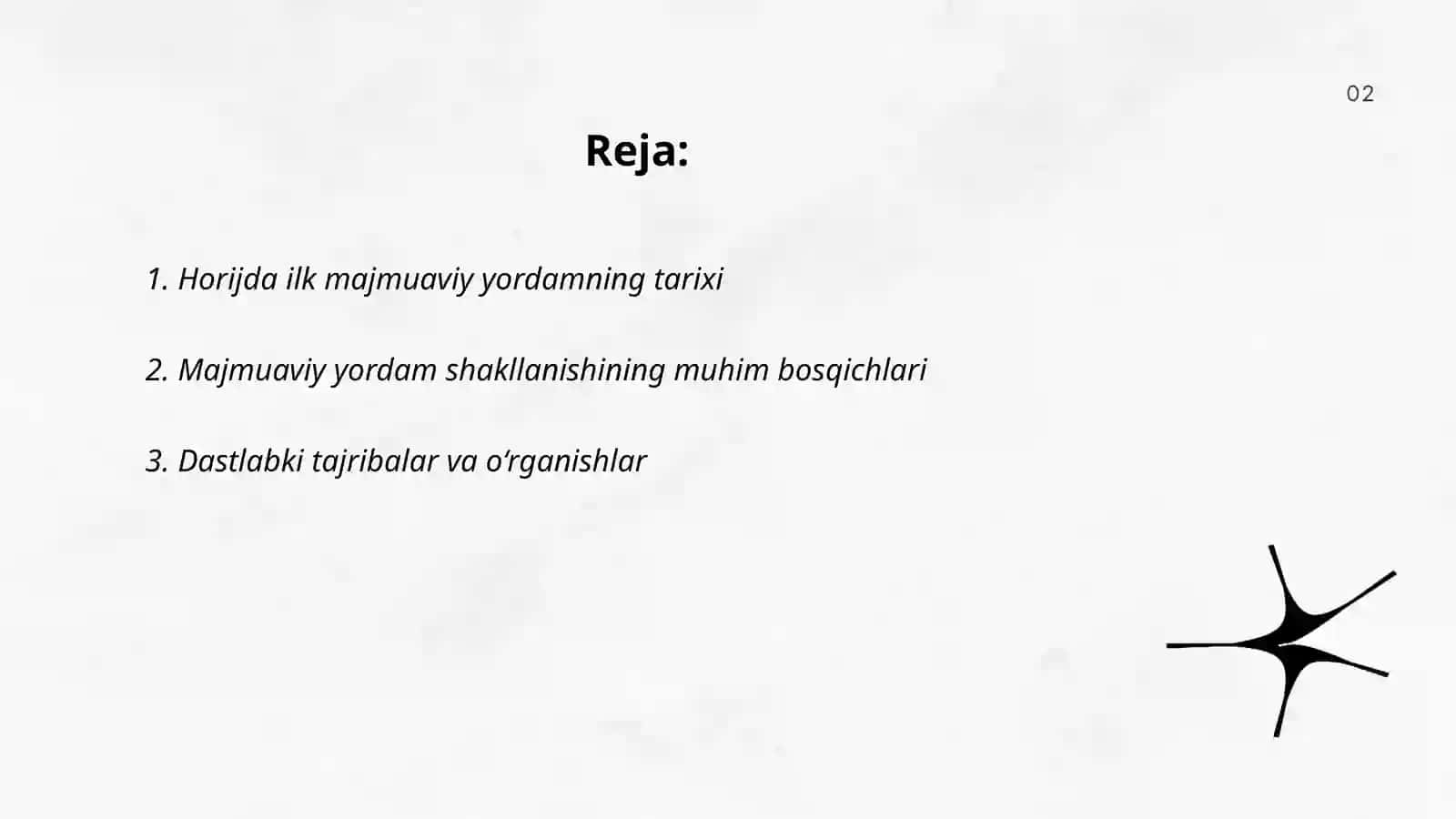 Horijda ilk majmuaviy yordamning shakllanishi 2