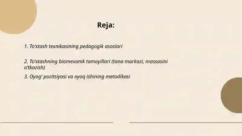 Toʻxtash texnikasini oʻrgatish metodikasi 2