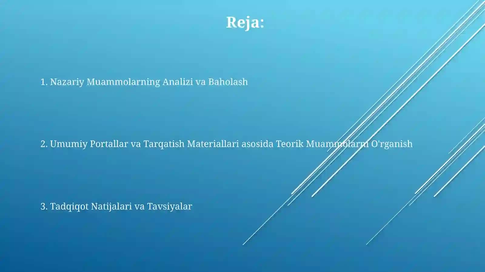 Umumiy Portallar va Tarqatish Materiallari asosida Teorik Muammolarni O'rganish 2