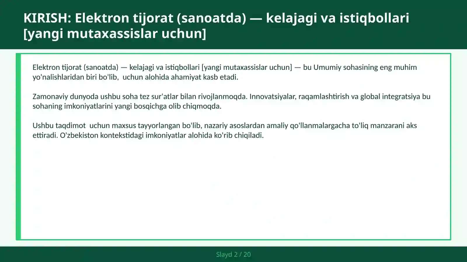 Elektron tijorat (sanoatda) — kelajagi va istiqbollari [yangi mutaxassislar uchun] 2