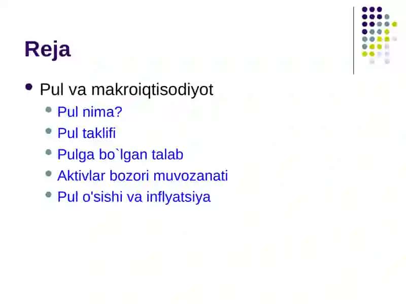 Aktivlar bozori, pul va narxlar 2