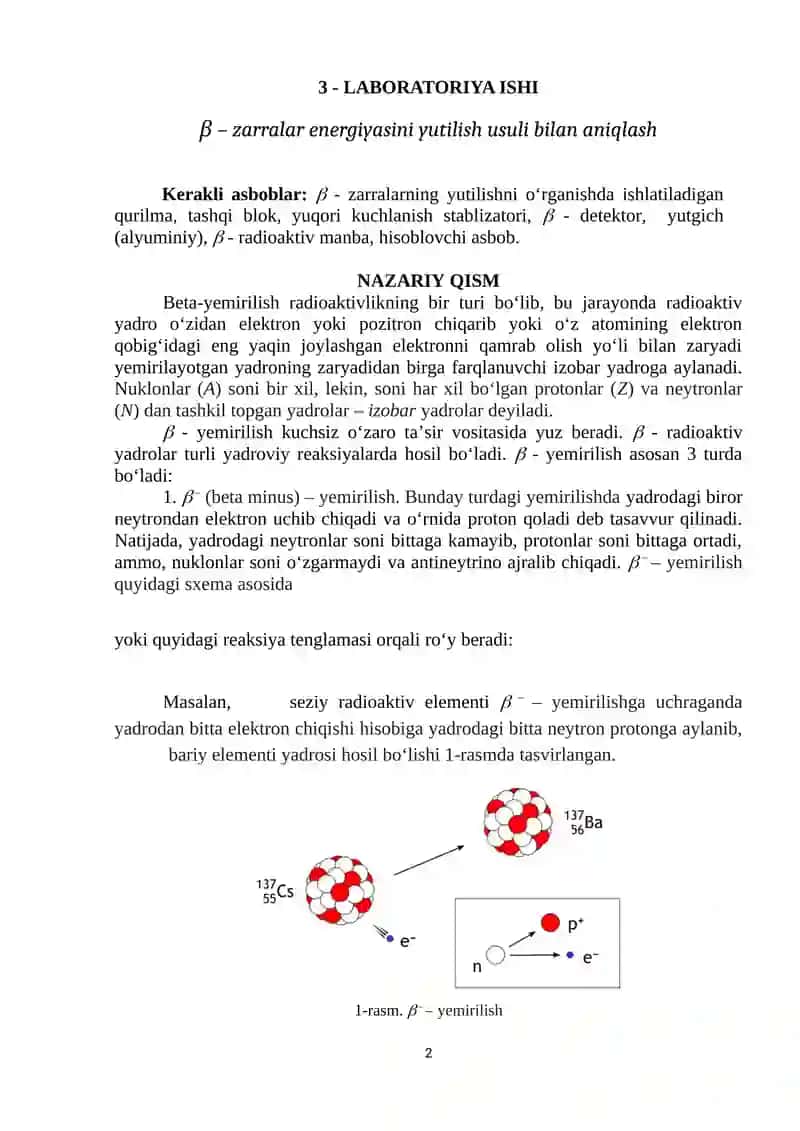 Atom yadrosi va elementar zarralar fizikasidan FIZPRAKTIKUM 2