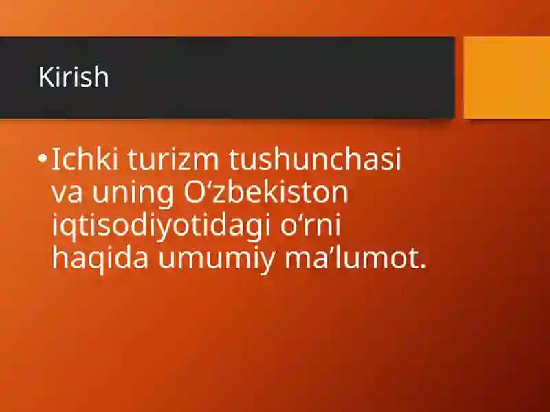 O‘zbekiston Respublikasi ichki turizmi rivojlanish dinamikasi 2