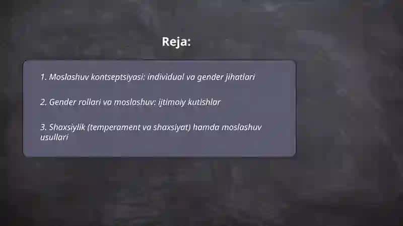 Moslashuvning individual va gender xususiyatlari 2