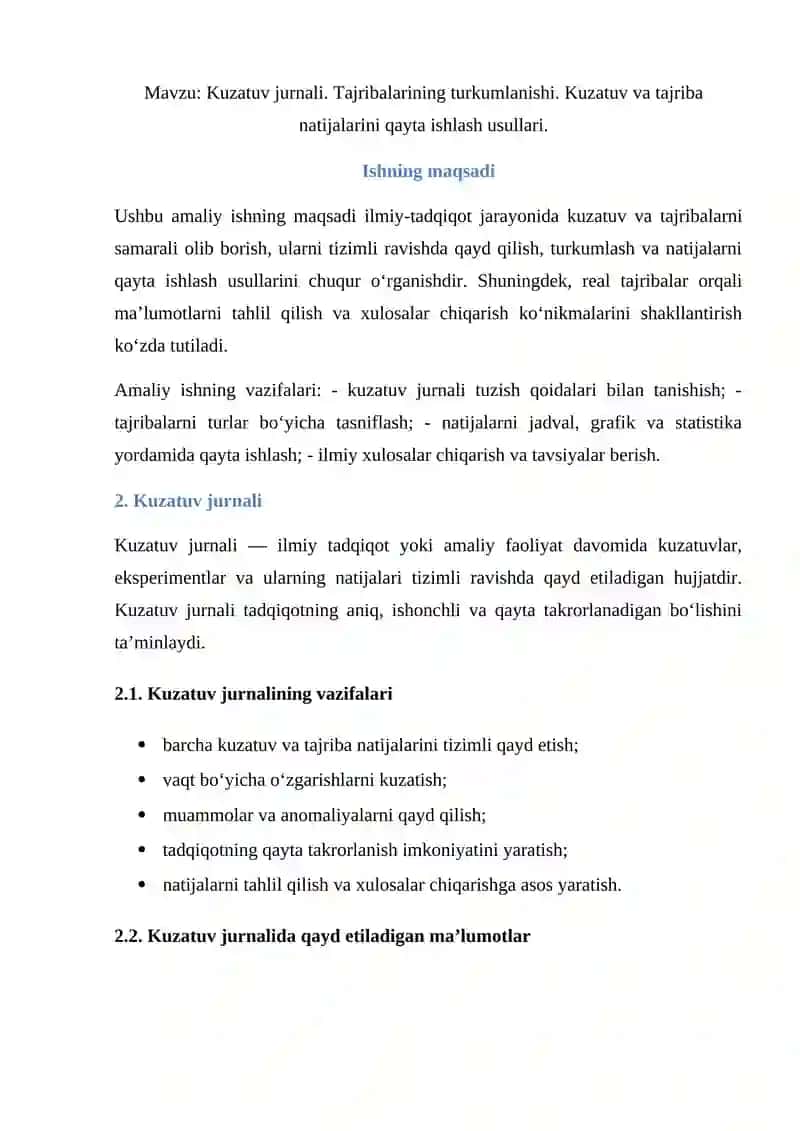 Kuzatuv jurnali 2