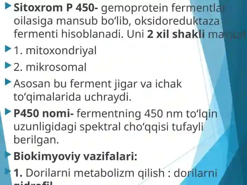Sitoxrom P450 induktorlari va ingibitorlarini klinikada qoʻllanilishi. 2