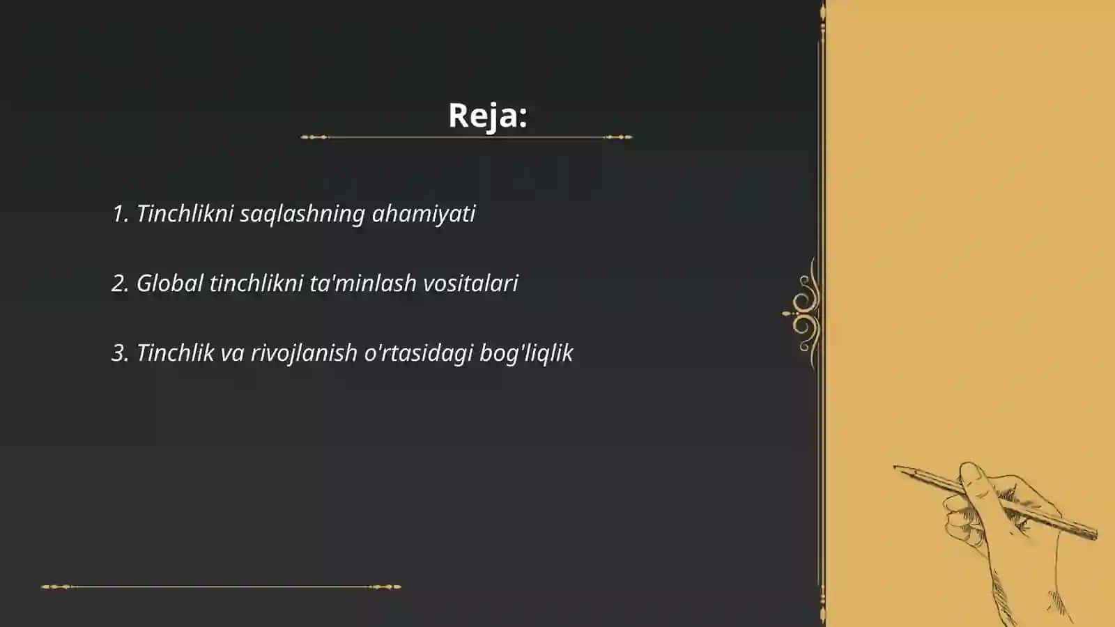 Tunchlik va osoyishtalik 2