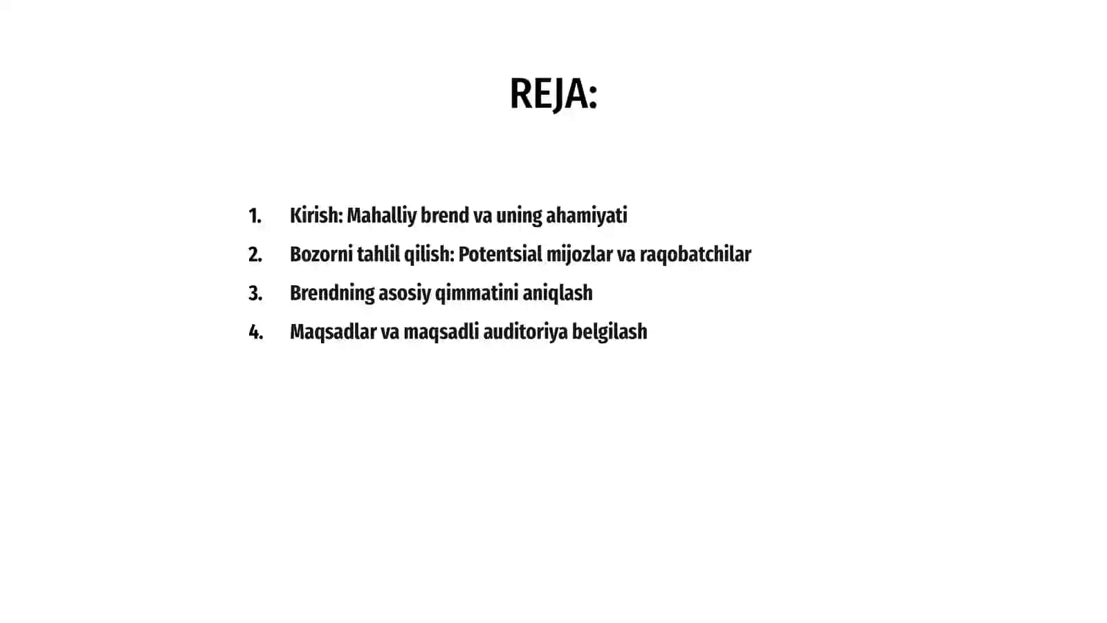 Mahalliy brendni rivojlantirish uchun marketing rejasini tayyorlash 2