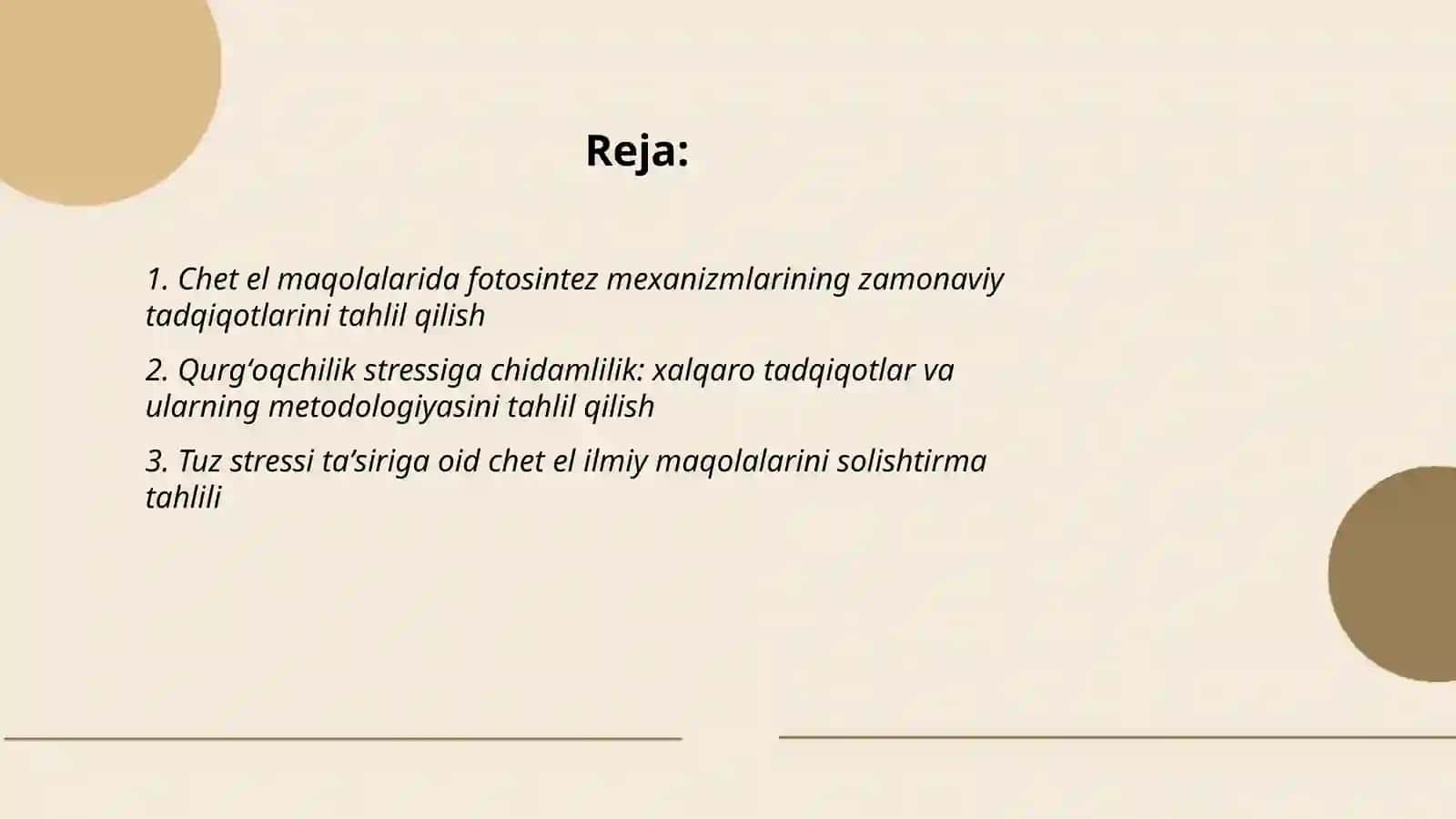 Oʻsimliklar fiziologiyasi yuzasidan chet el ilmiy tadqiqotlar va ular haqida ilmiy maqolalarni tahlil etish 2