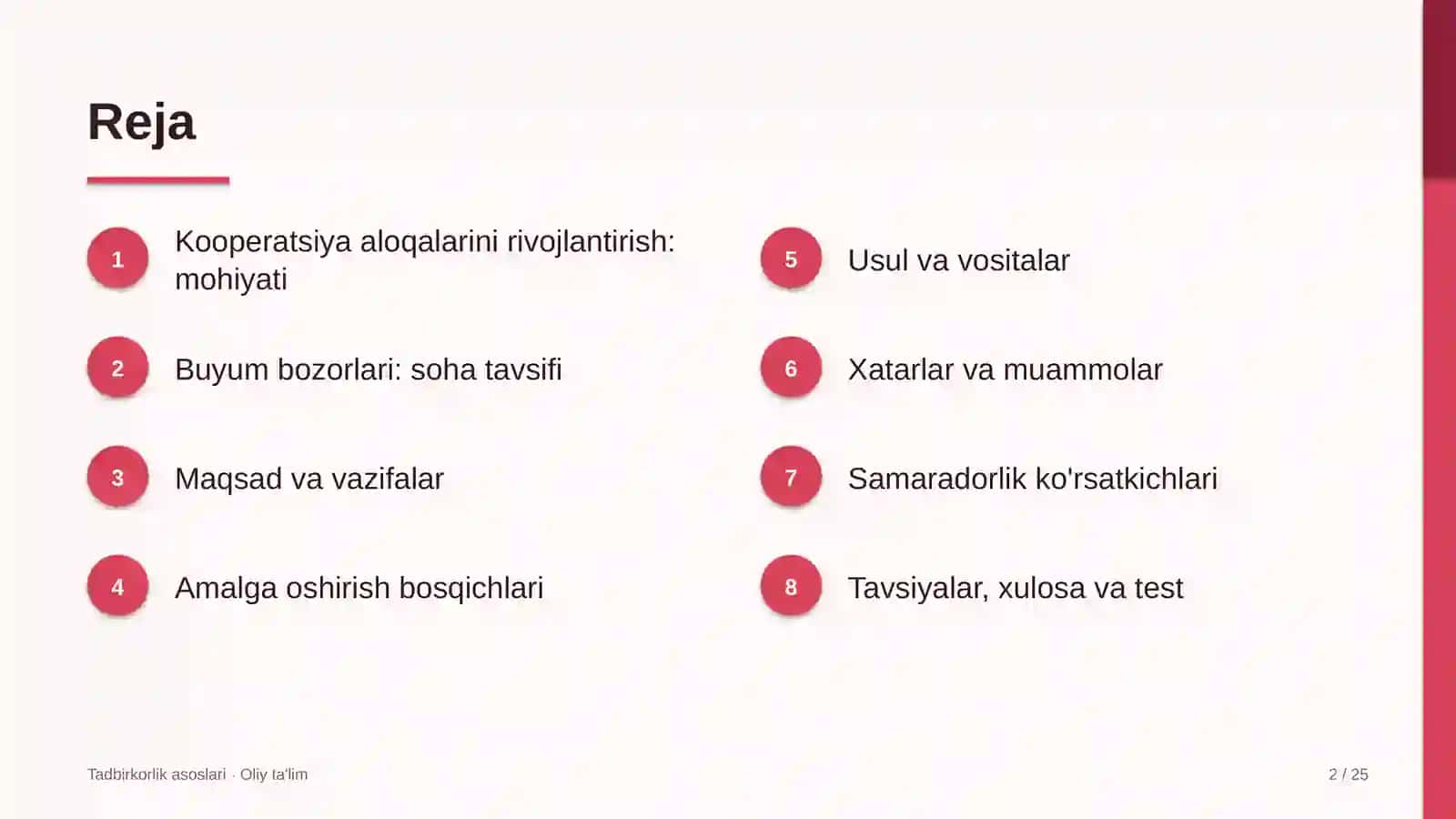 Buyum bozorlarida kooperatsiya aloqalarini rivojlantirish 2