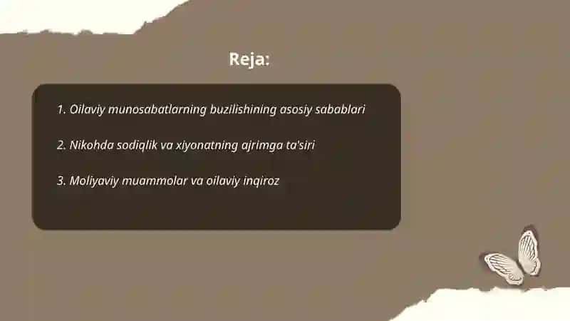Oilaviy munosabatlarning buzilishi 2