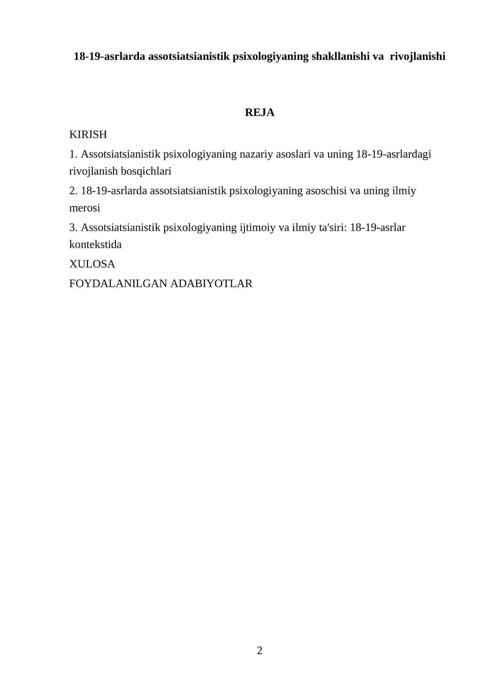 18-19-asrlarda assotsiatsianistik psixologiyaning shakllanishi va rivojlanishi 2