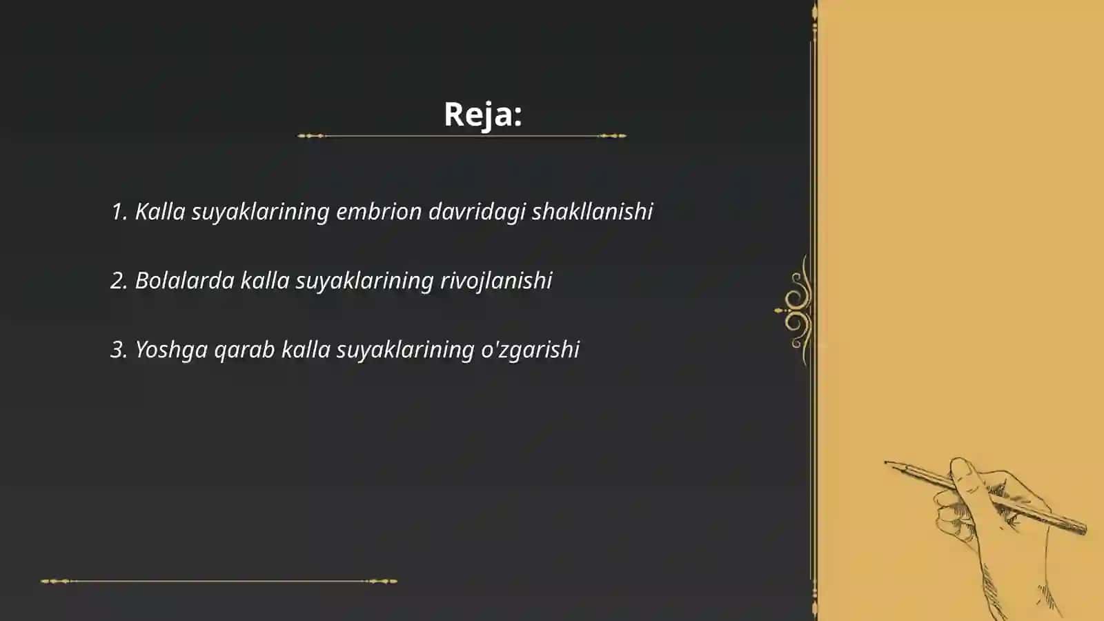 Kalla suyaklarining yoshga qarab o’zgarishi. Kalla suyaklarining yoshga va jinsga nisbatan farqi 2