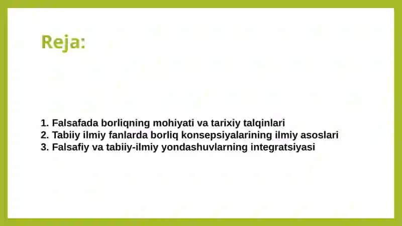 FALSAFA VA TABIIY ILMIY FANLARDA BORLIQNING MOHIYATIGA OID KONSEPSIYALAR 2