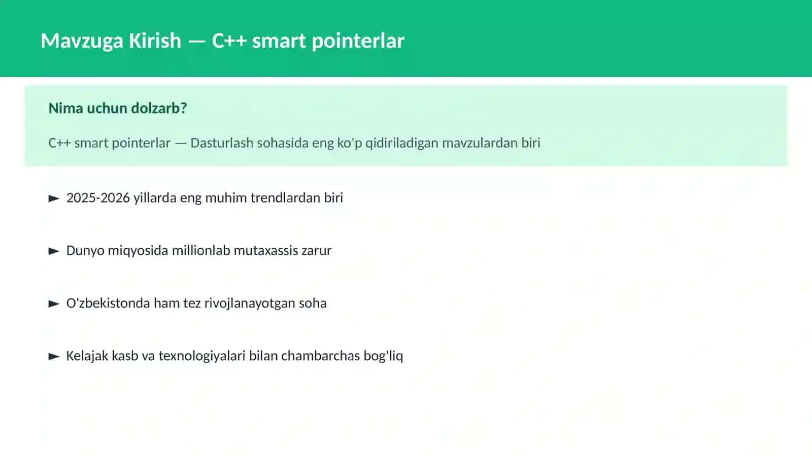 C++ VA TIZIM DASTURLASH 2