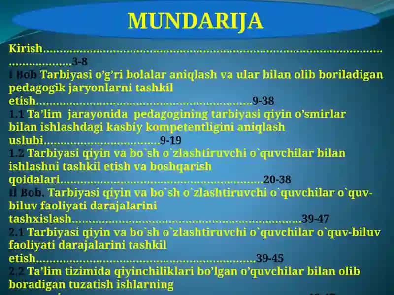 TARBIYASI OG’IR BOLALAR BILAN OLIB BORILADIGAN IJTIMOIY-PEDAGOGIK FAOLIYAT METODIKASI 2