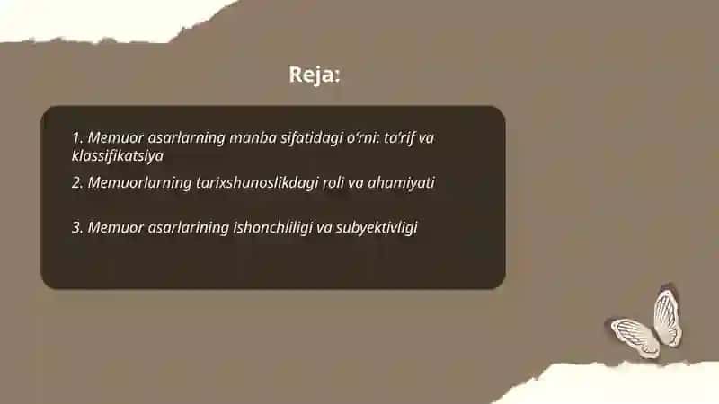 Memuor asarlarning manba sifatidagi oʻrni 2