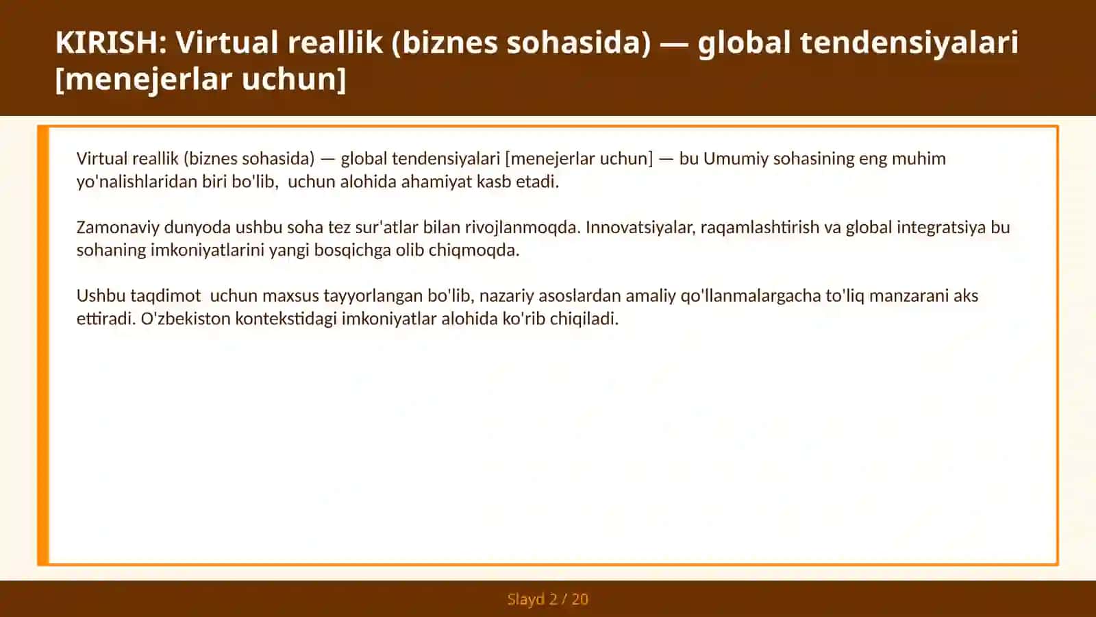 Virtual reallik (biznes sohasida) — global tendensiyalari [menejerlar uchun] 2