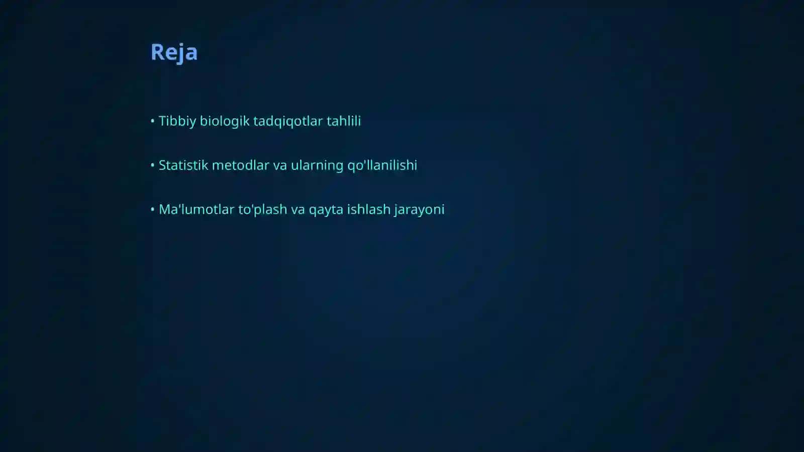 Tibbiy biologik tadqiqning statistik ma'lumotlar natijalarini qayta ishlash imkoniyati 2