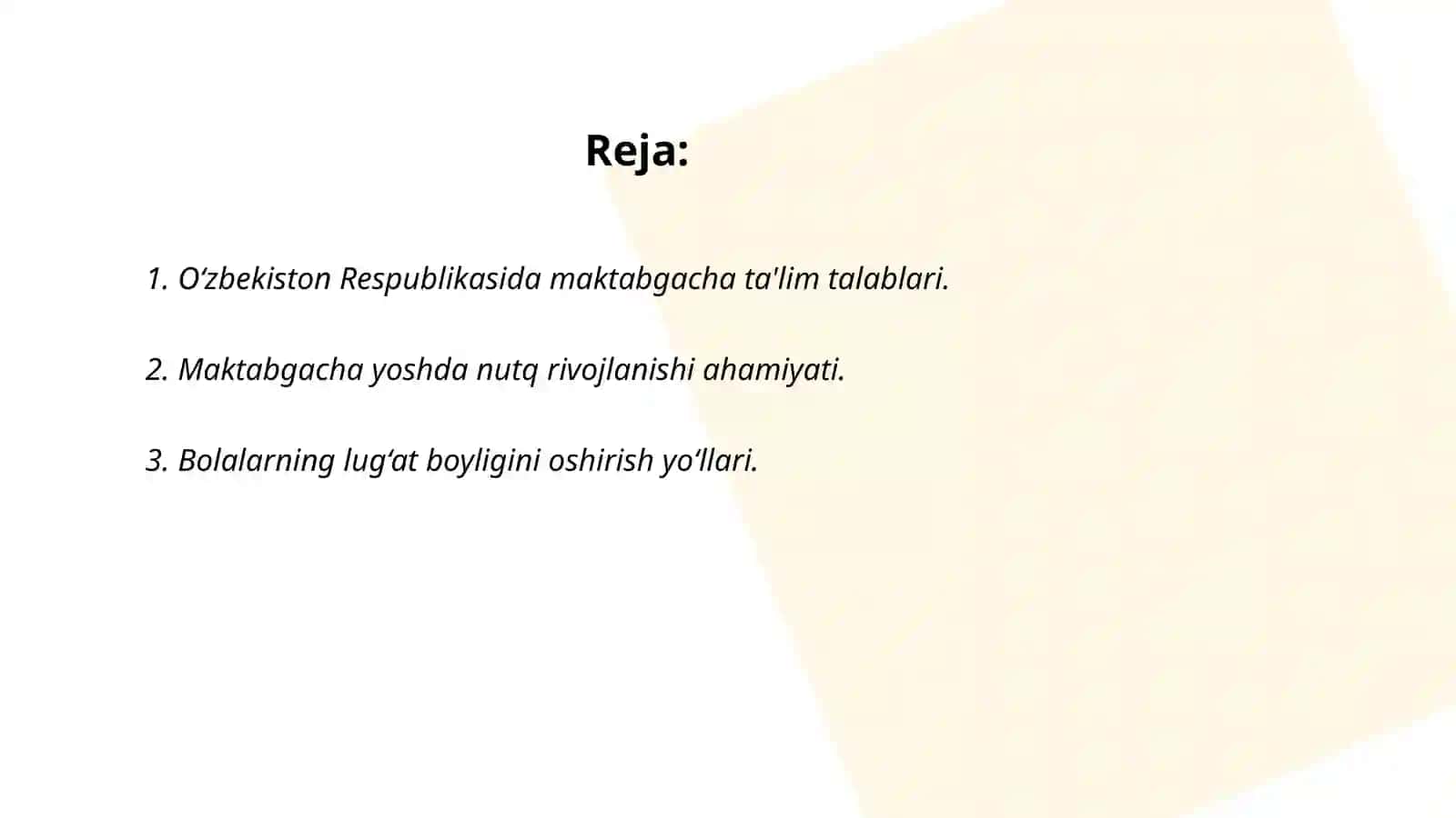 Maktabgacha yoshdagi bolalar nutqiga qoʻyilgan davlat talablarini oʻrganish 2
