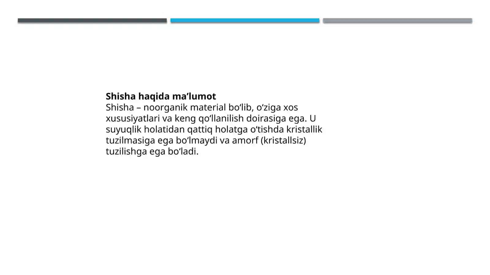 Shisha tuzilishi va tarkibi 2