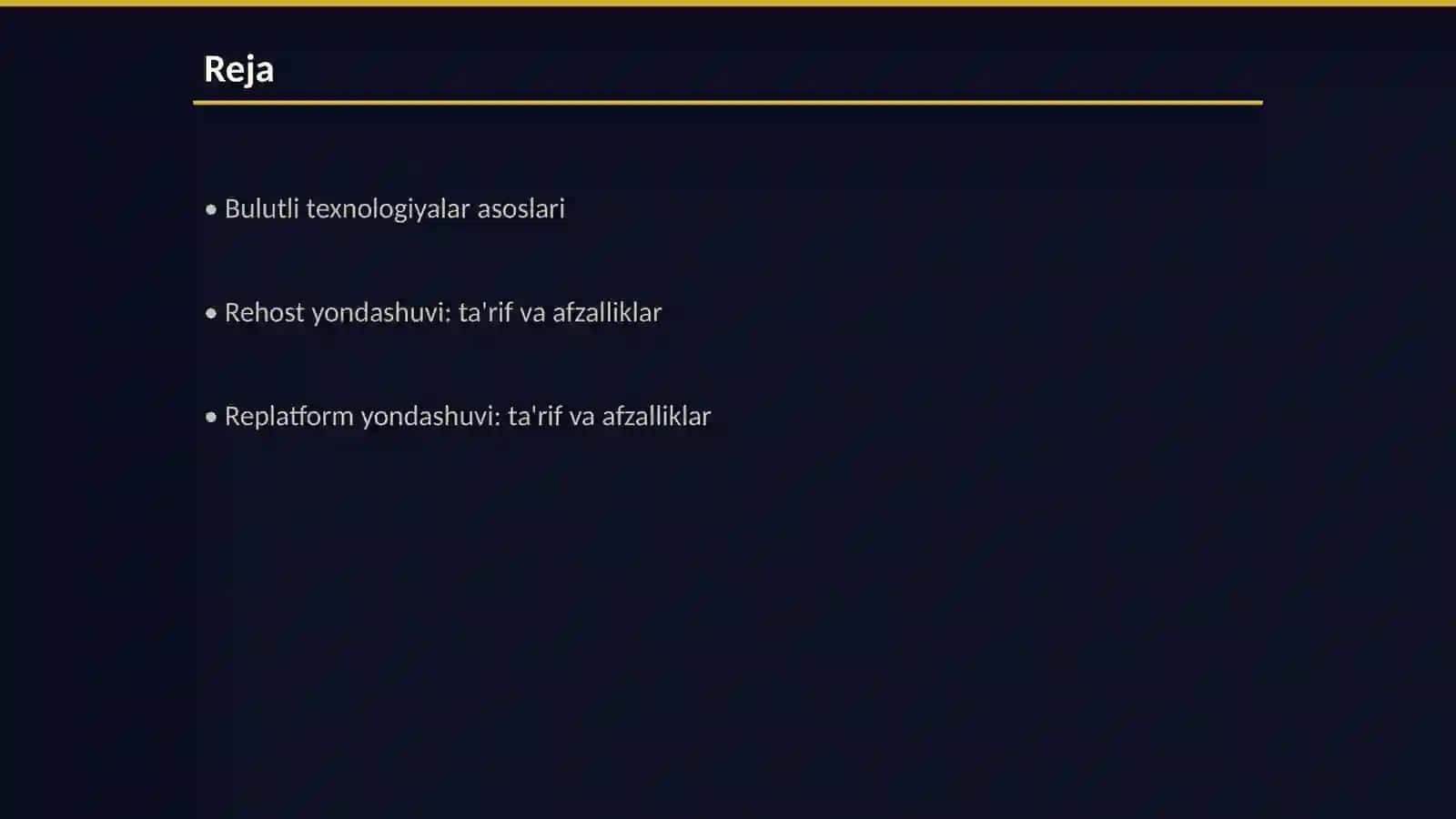 bulutli texnologiyalar fanidan Rehost,replatform,refactor yondashuvlari tahlili 2