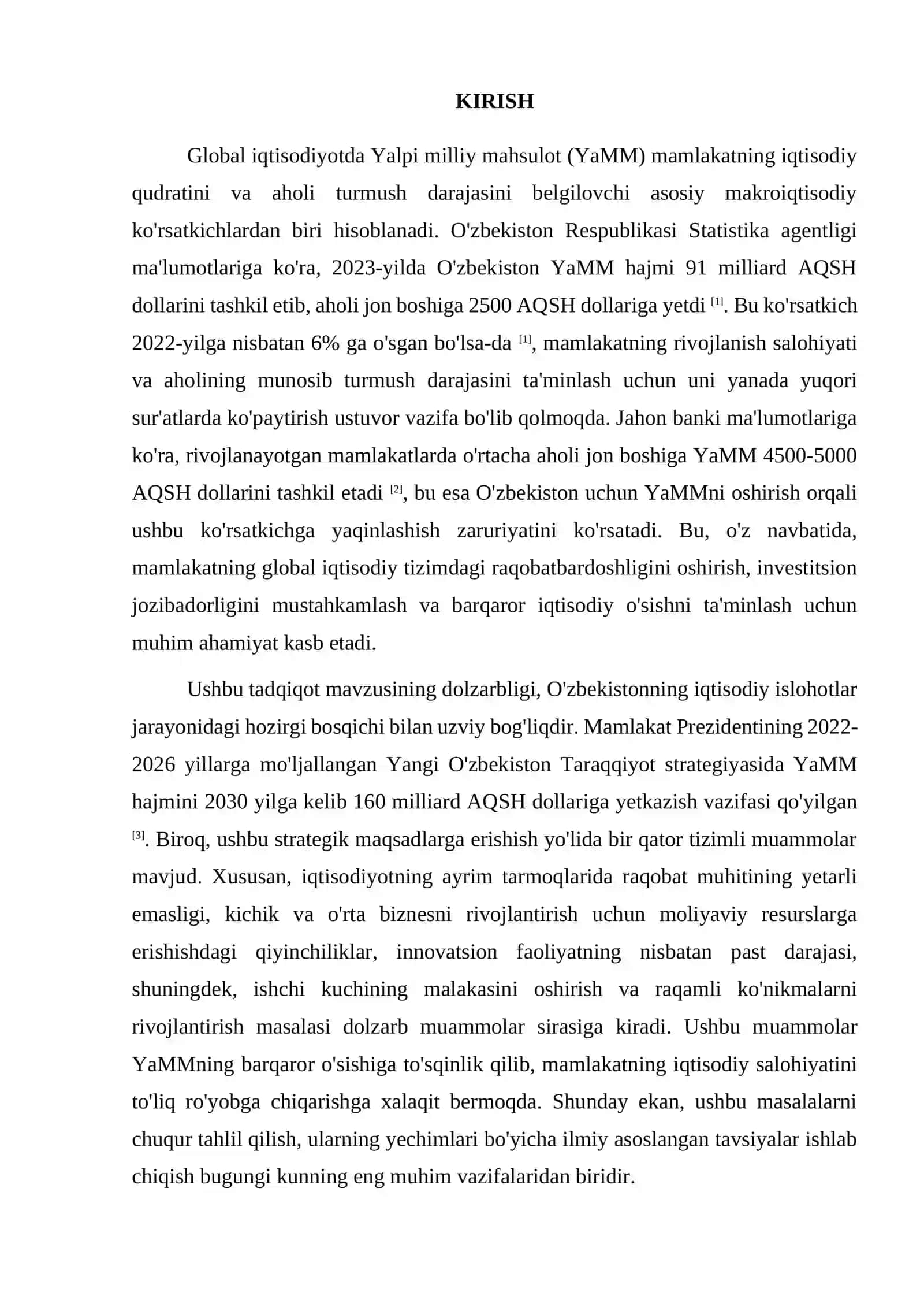 Yalpi milliy mahsulot va O`zbekistonda uni ko'paytirish muammolari 2