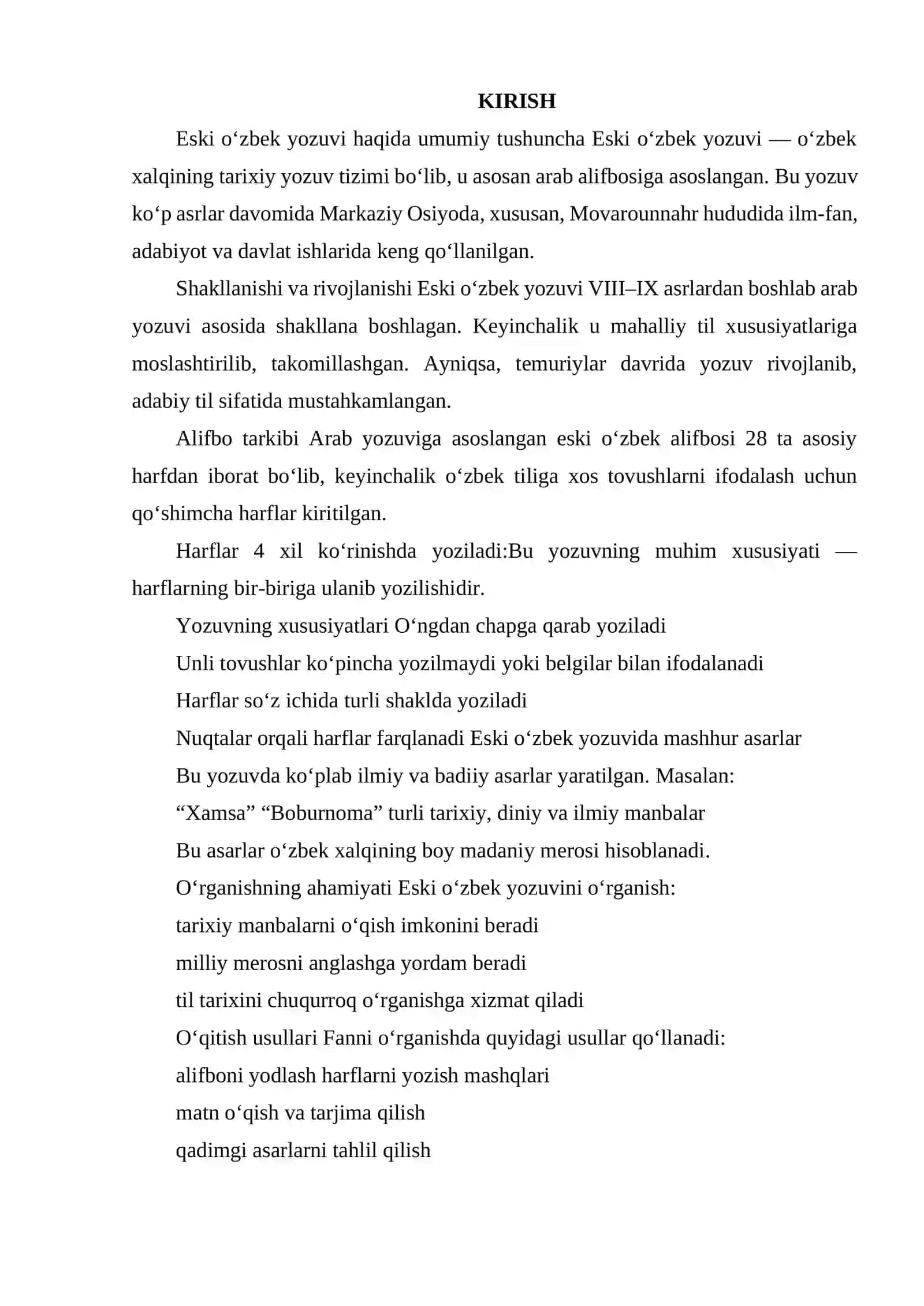 TO‘RT KO‘RINISHLI HARFLAR USTIDA ISHLASH 2