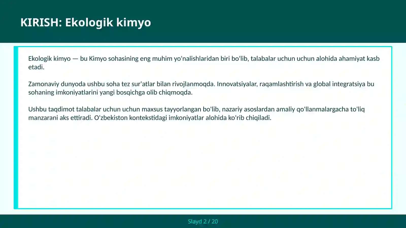 Ekologik kimyo 2