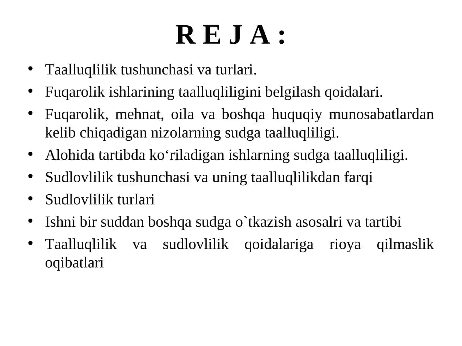 Fuqarolik ishlarining taalluqliligini belgilash qoidalari 2