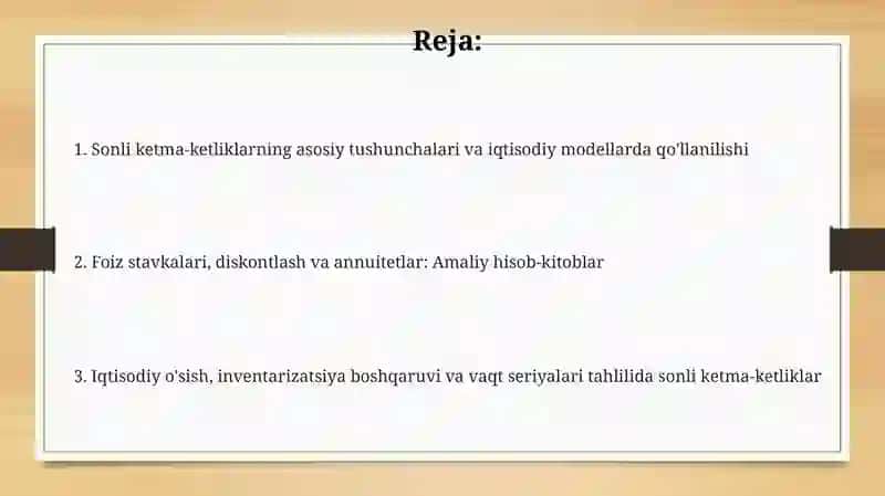 Sonli ketma-ketliklarning qo'llanishi 2
