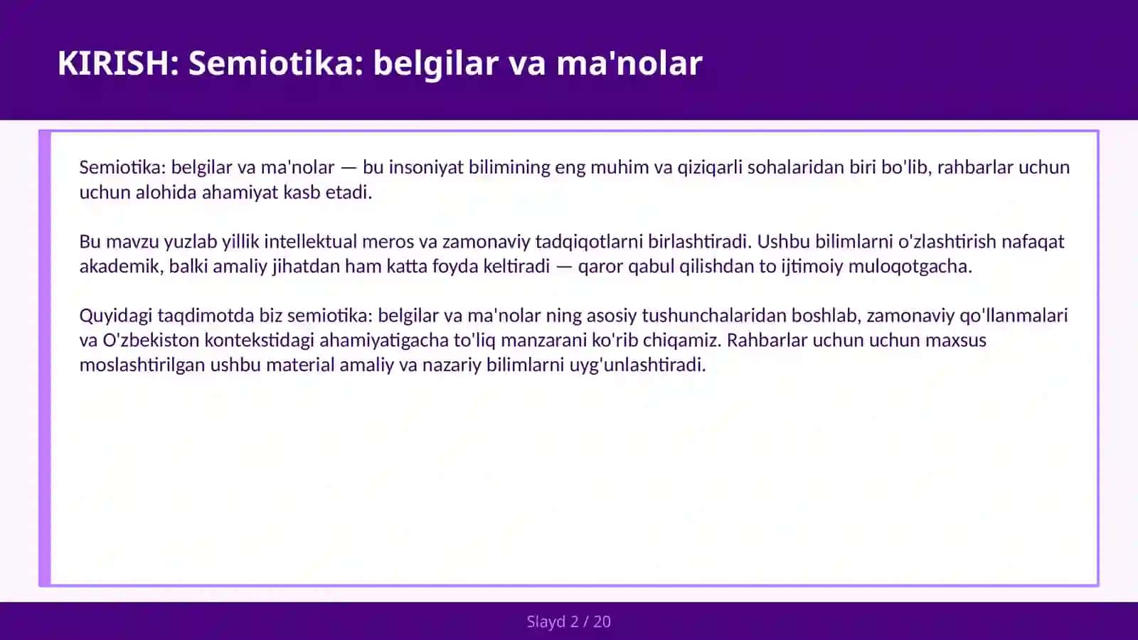 Semiotika: Belgilar va ma'nolar 2