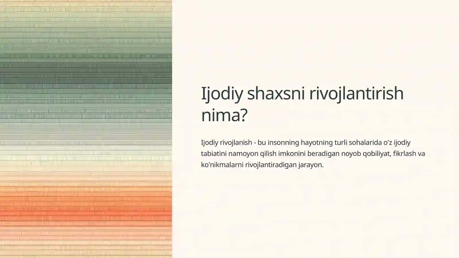 Ijodiy shaxsni rivojlantirish nazariyasi 2