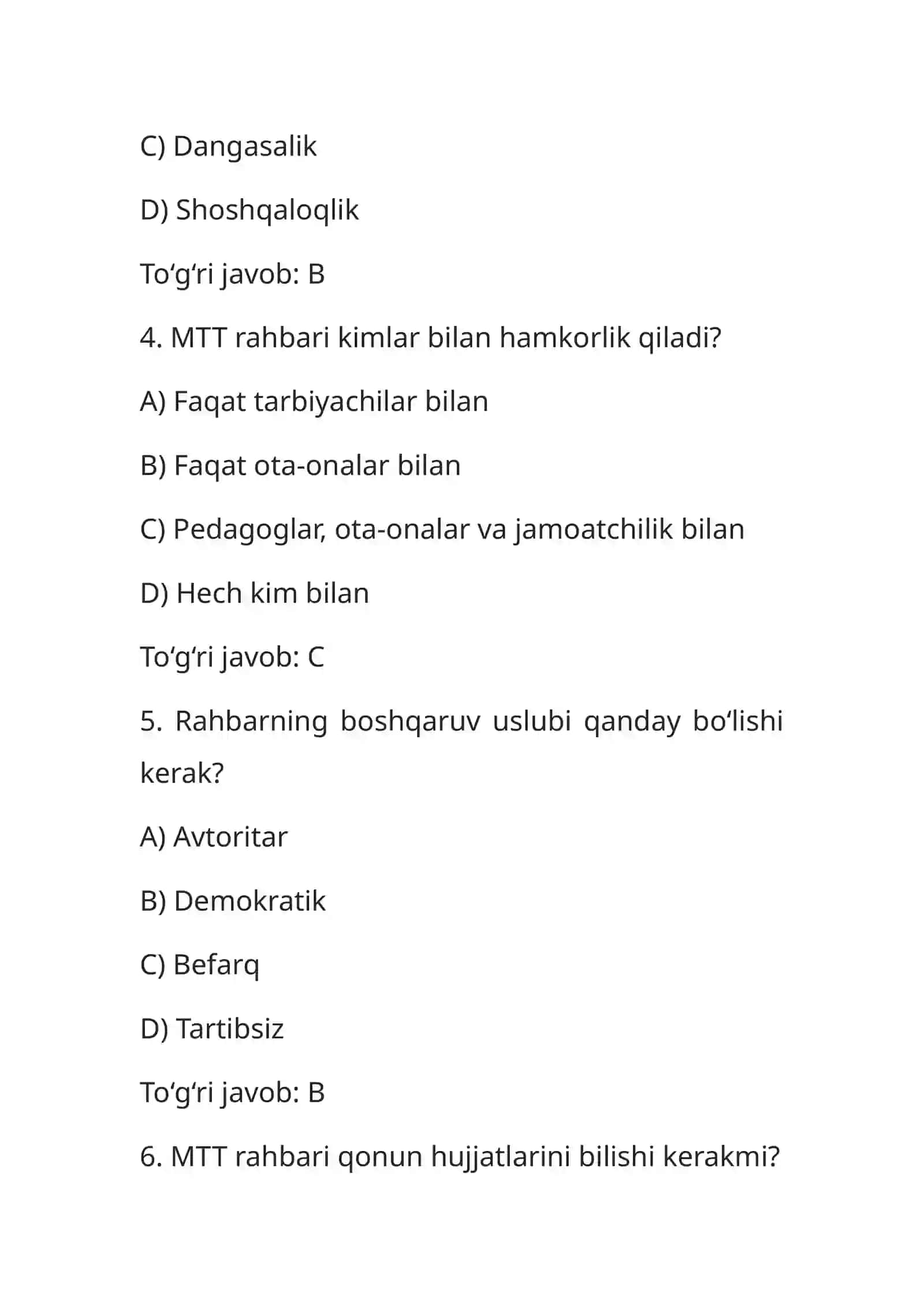 Maktabgacha taʼlim tashkiloti rahbariga qoʻyiladigan talablar 2