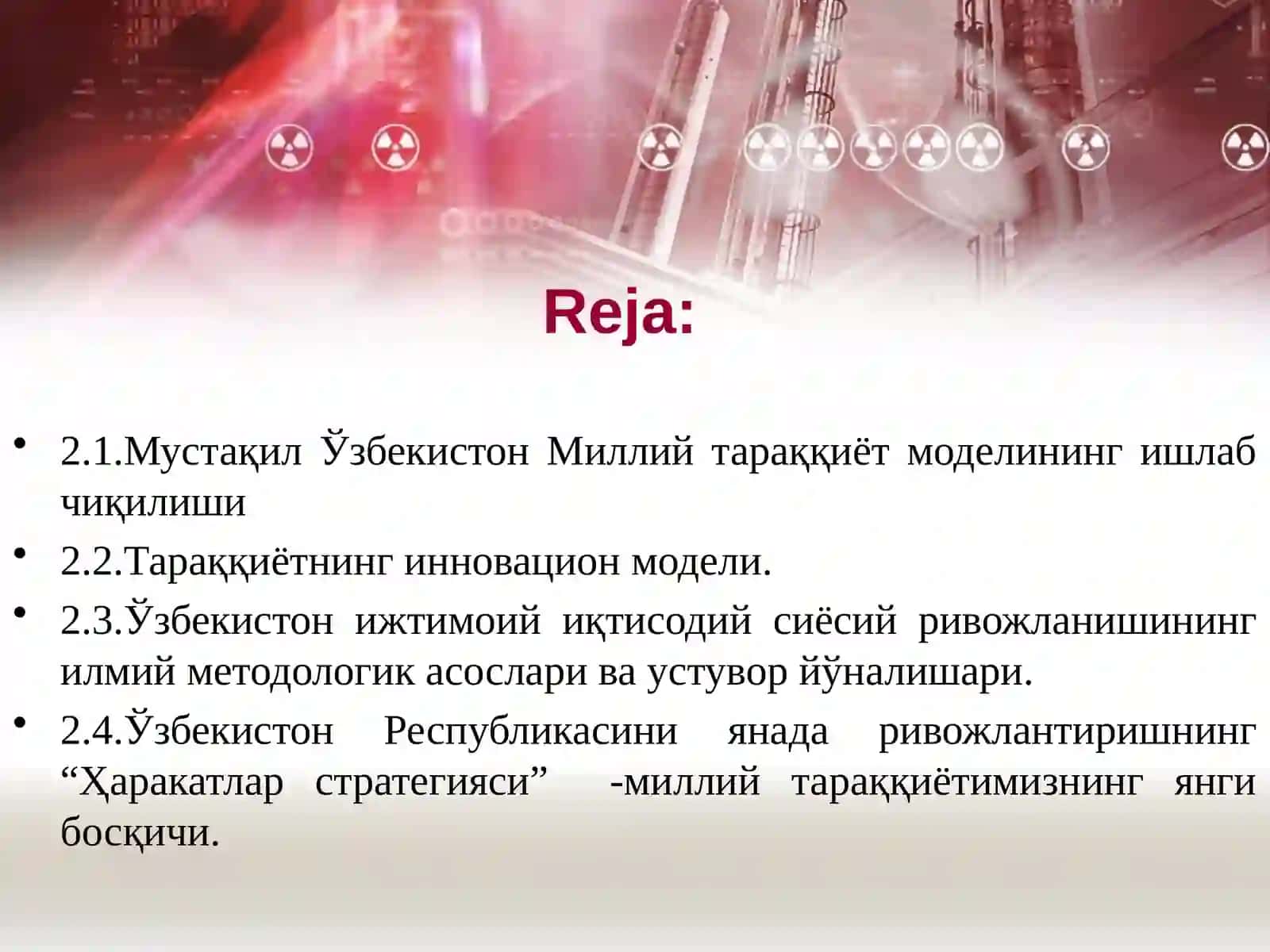 Ҳаракатлар стратегияси – Ўзбекистон миллий тараккиёти янги бошқичининг асослари 2