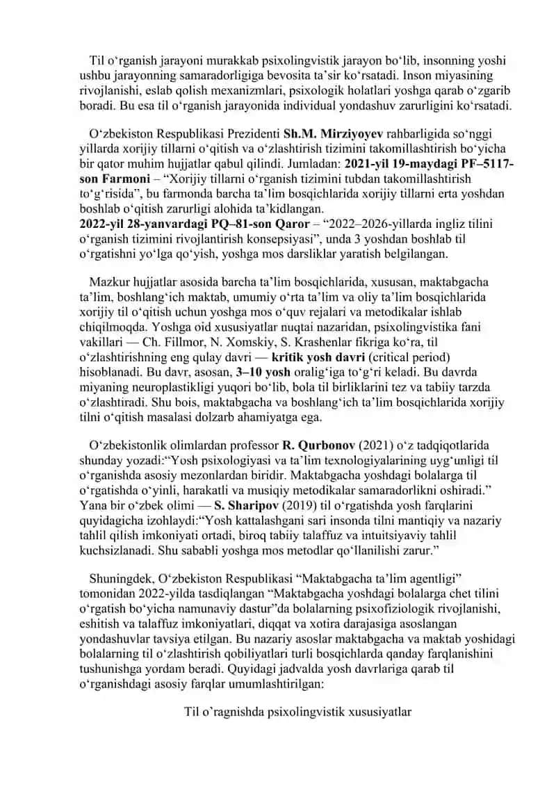 TIL O’RGANISHDA YOSHGA XOS XUSUSIYATLAR 2