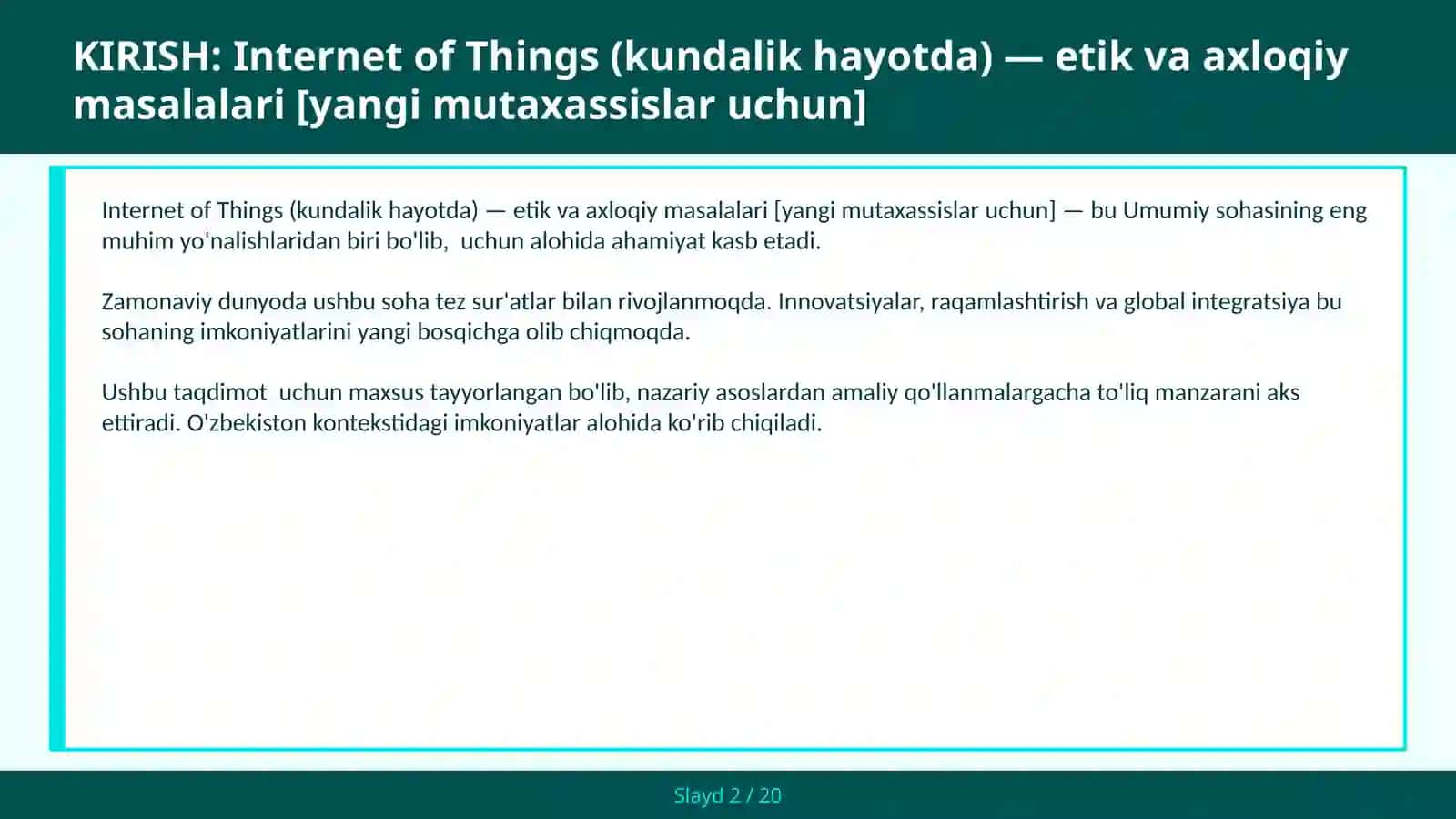 Internet of Things (Kundalik Hayotda) - Etik va Axloqiy Masalalari [Yangi Mutaxassislar Uchun] 2