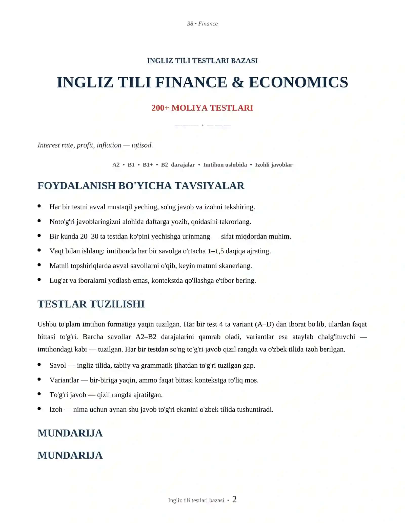 INGLIZ TILI TESTLARI BAZASI 2