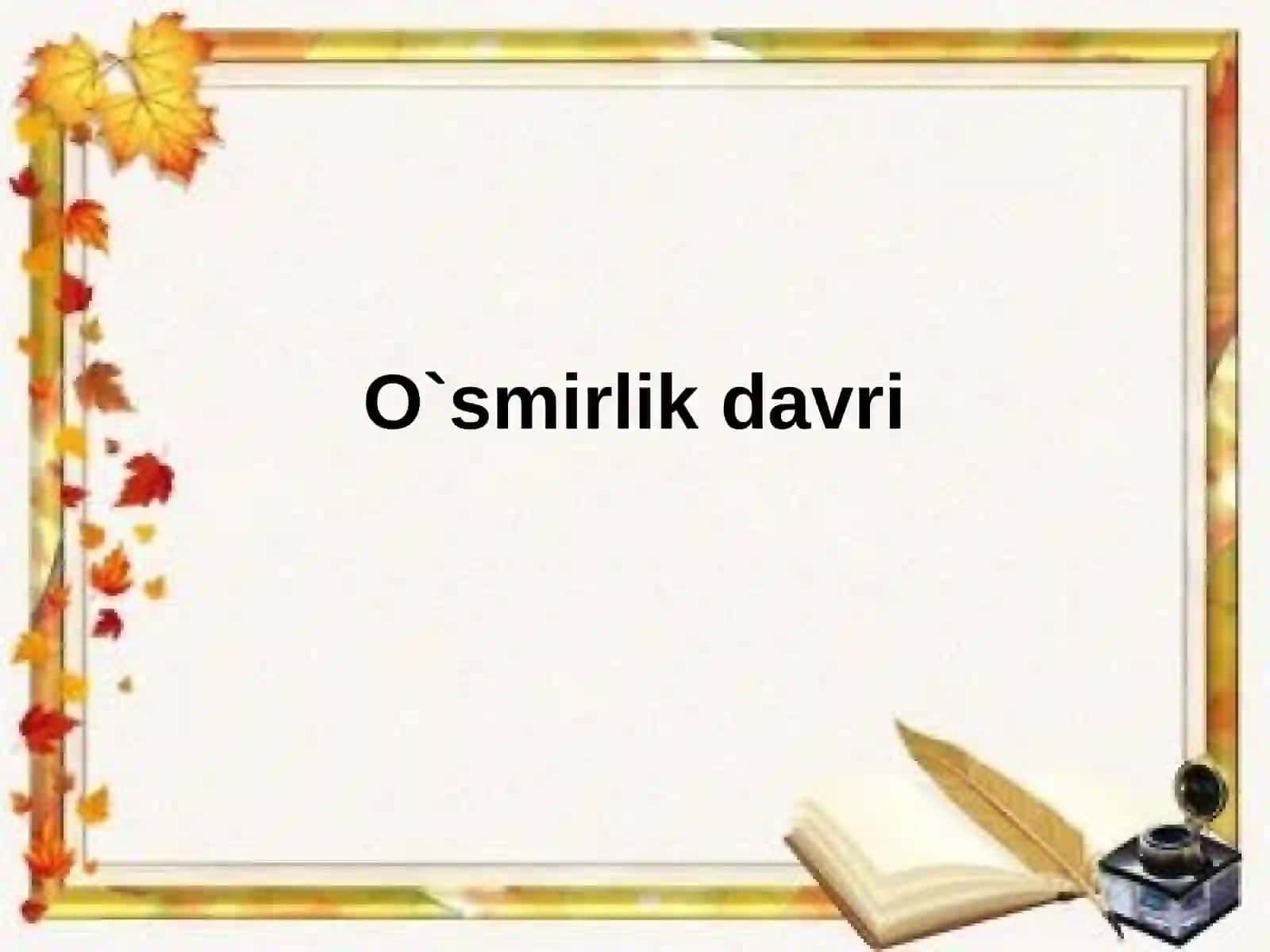 O`smirlikdavri 2