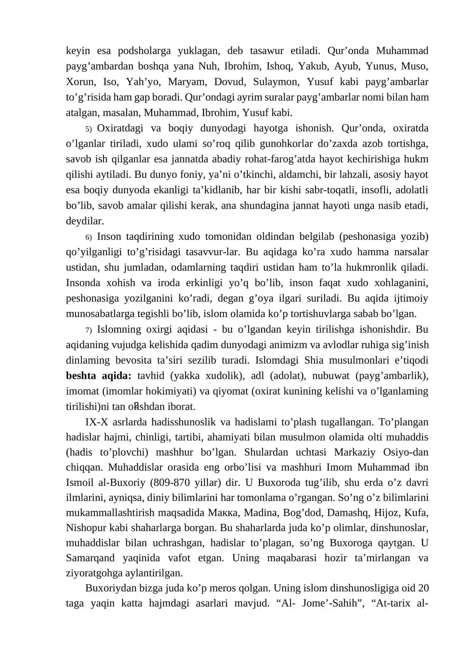 Islom dini manbalari, aqidaviy makablari va ularning hozirgi davrdagi ahamiyati 2