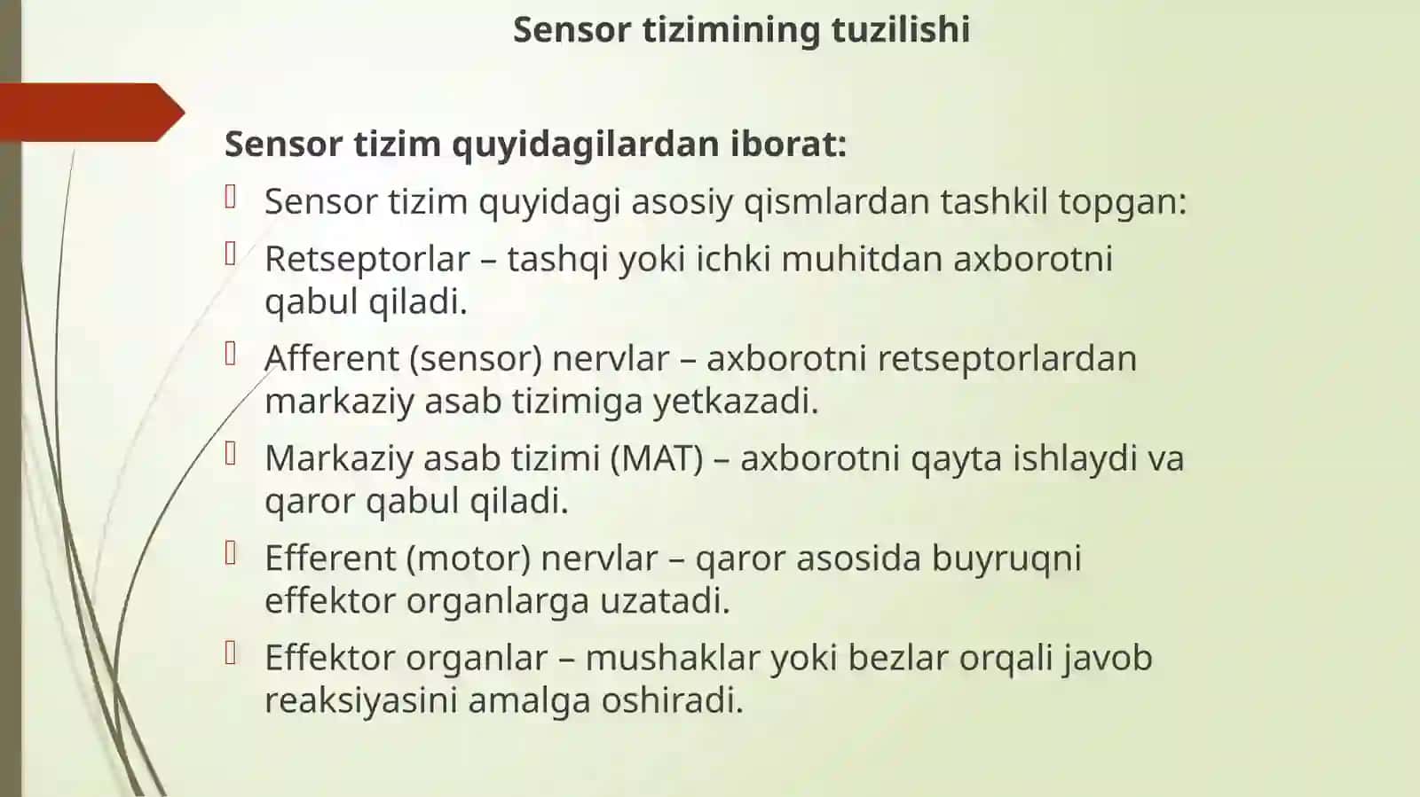 Sensortizimda axborotlarni qayta ishlash mexanizmlari va ta’sir etuvchi gormonlar 2