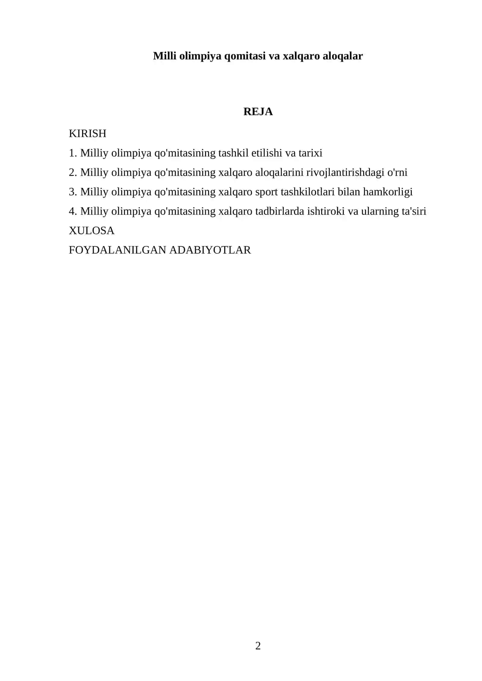 Milli olimpiya qomitasi va xalqaro aloqalar 2