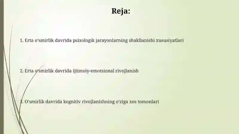 Erta o'smirlik davrida psixologik jarayonlarning shakllanish xususiyatlari 2
